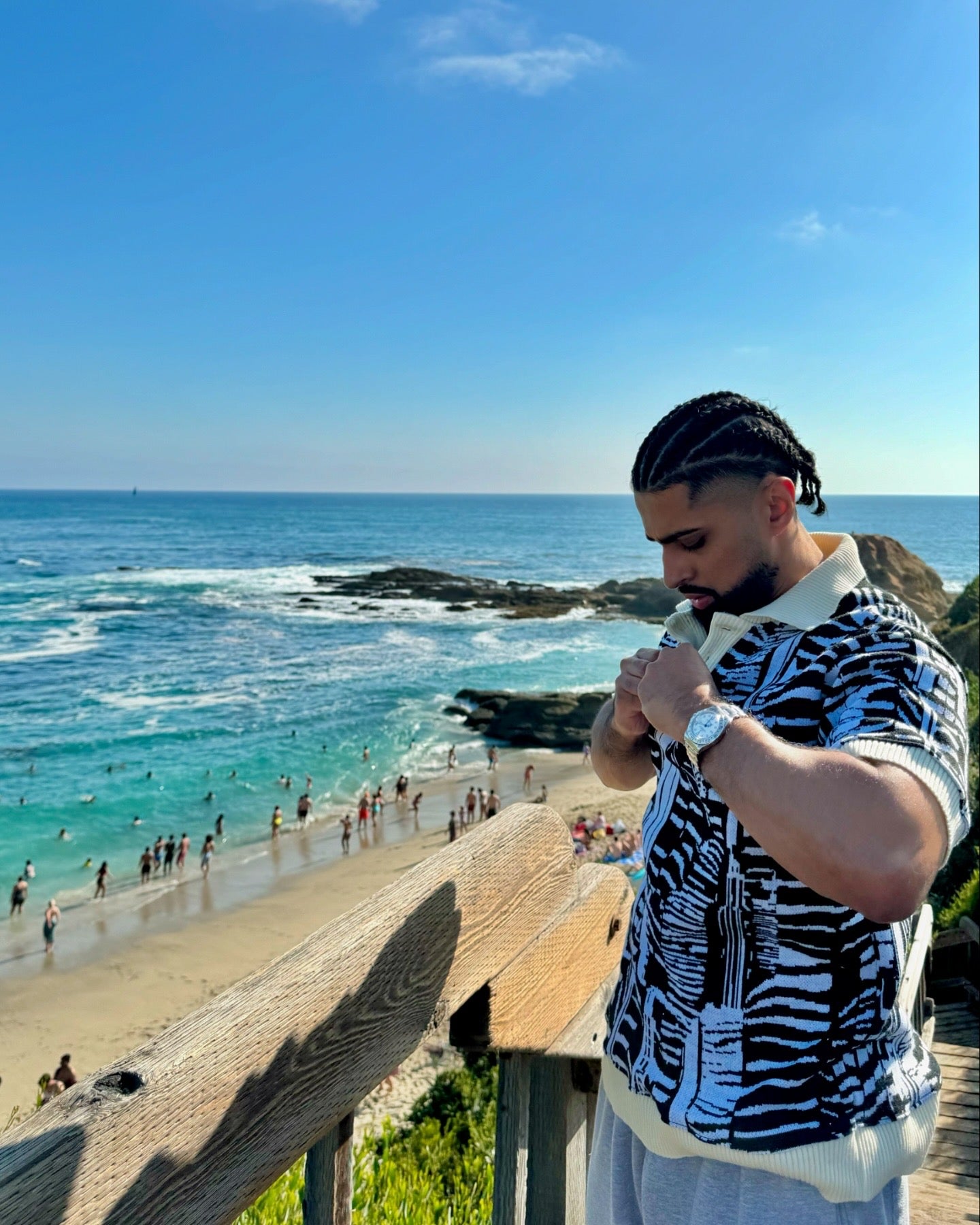 KNIT POLO: ZEBRA PRINT SKYLINE