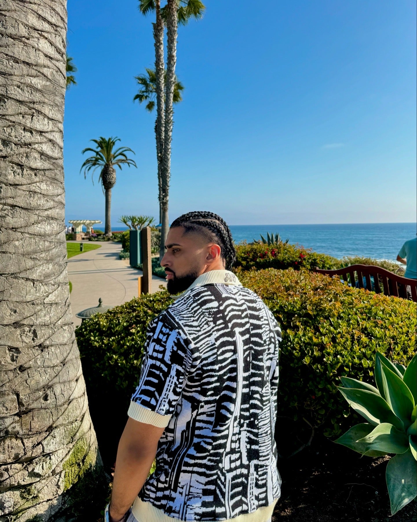 KNIT POLO: ZEBRA PRINT SKYLINE