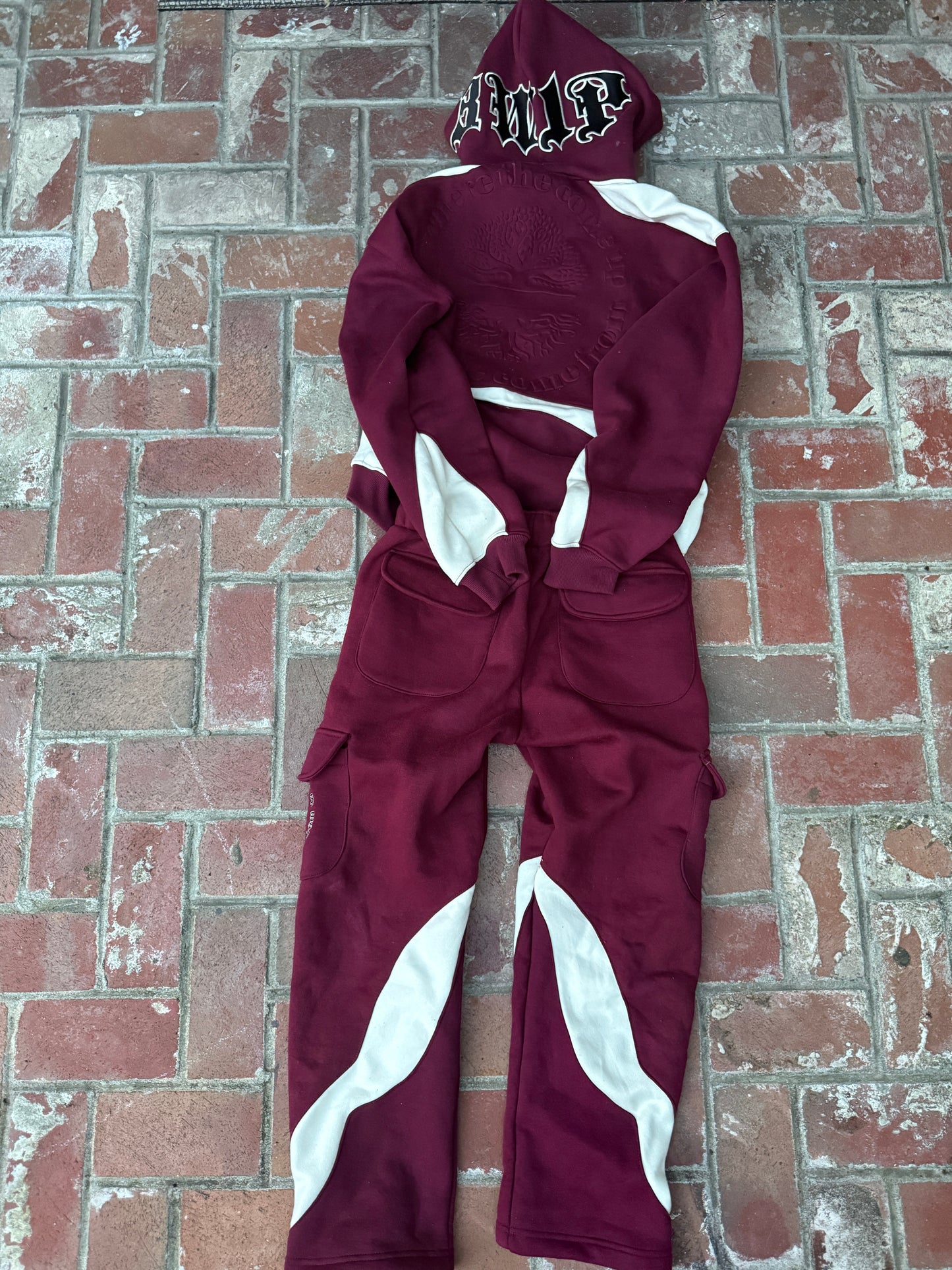 V2 CARGO SWEATPANTS [BURGUNDY/CREAM]