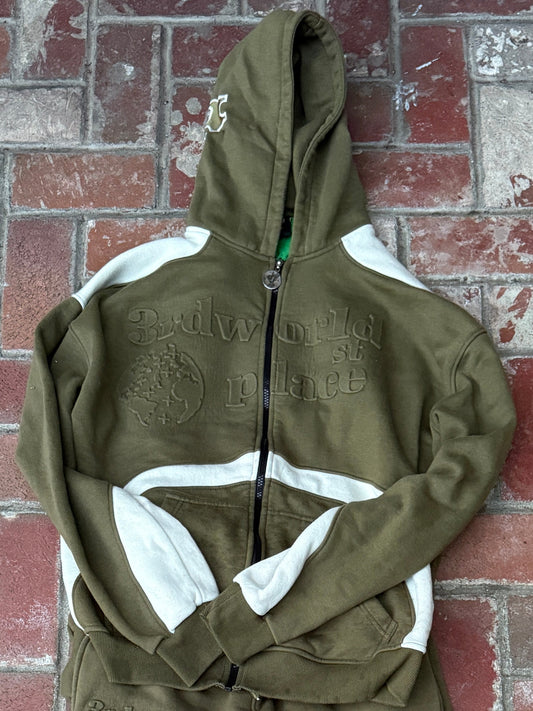 V2 ZIP-UP HOODIE [OLIVE GREEN/CREAM]